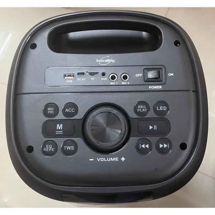 Inovalley Altavoz Karaoke INO3760024803225 RGB Bluetooth V5.0 800 Watts con Micrófono Inalámbrico Incluido y LED