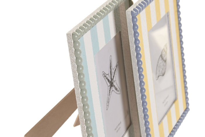 DKD Home Decor Cnacc 26 Marco de Fotos 10x15 Mediterraneo Azul Amarillo Rayas 1.2 x 23 x 18 cm (4 Unidades)