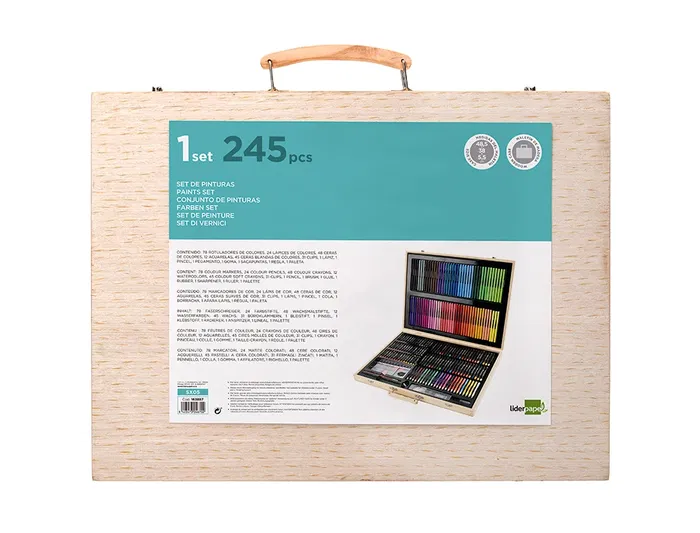 Liderpapel Estuche de Pintura 245 Piezas Maletín 49x36,6x4,5 cm