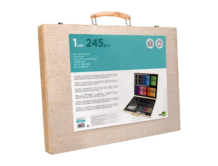 Liderpapel Estuche de Pintura 245 Piezas Maletín 49x36,6x4,5 cm