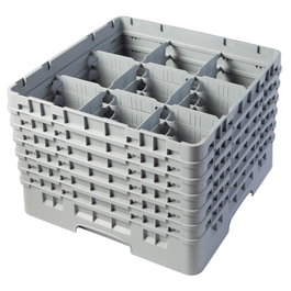 CAMBRO Cesta de lavado 9 comp. 6 alturas Gris claro