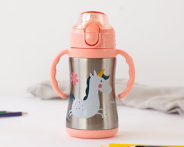 KioKids Botella Entrenamiento Unicornio Rosa 280 mL Acero Inoxidable +6 Meses Termo