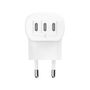Belkin WCC002VFWH Cargador de Pared 67W con 3 Puertos USB-C para Carga Rápida - Blanco