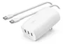Belkin WCC002VFWH Cargador de Pared 67W PPS con 3 Puertos USB-C, Carga Rápida Simultánea, Clavijas Plegables, Blanco