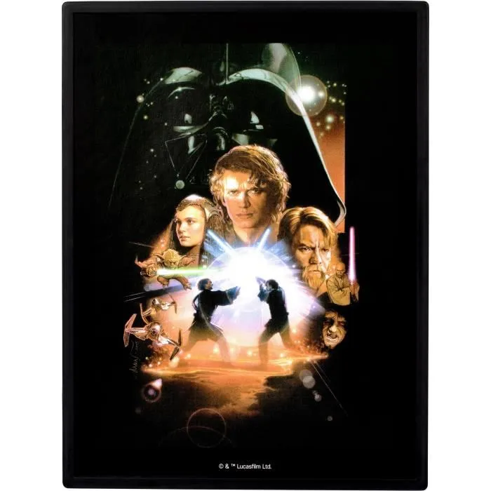 Fandrop Figura Star Wars Obi-Wan vs Anakin Vitrina con escena de culto + mini póster 18 cm