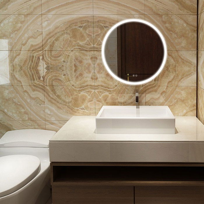 Edm Espejo Redondo de Baño con Led 20W, Regulable 3000K-6500K, Antivaho, Ø 60 cm