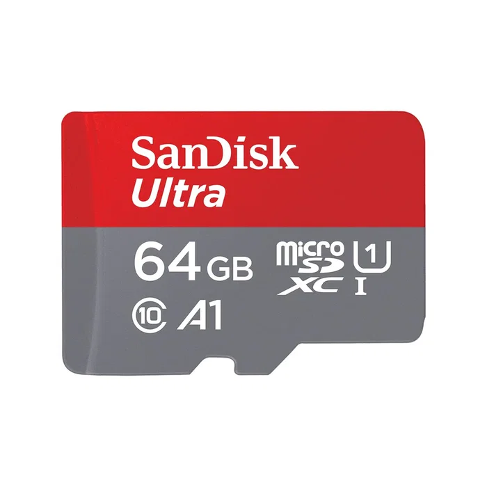 SanDisk Ultra microSDXC 64 GB UHS-I Clase 10 A1 100 MB/s con Adaptador SD - Gris y Rojo