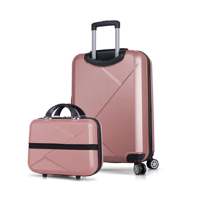 Zoozie Bags 8282 Juego de Maletas de Oro Rosa de 2 Piezas, ABS, Incluye Maleta Cabina 57x33x22cm y Neceser 25x30x17cm