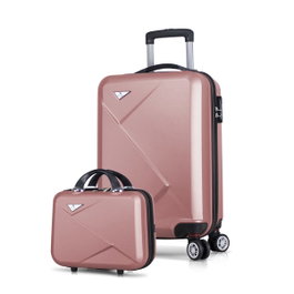 Zoozie Bags 8282 Juego de Maletas de Oro Rosa de 2 Piezas, ABS, Incluye Maleta Cabina 57x33x22cm y Neceser 25x30x17cm