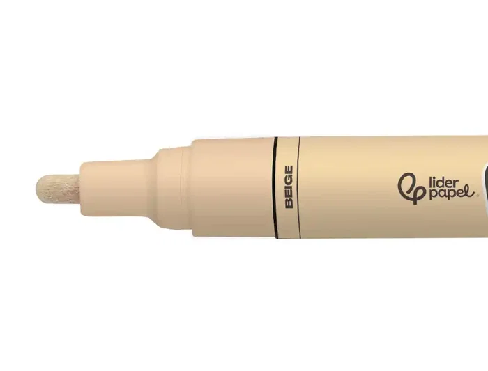 Liderpapel Rotulador Acrílico Base Agua para Todo Tipo de Superficie, Punta Redonda 3 mm, Color Beige