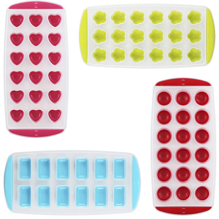 Cook Concept Molde Cubitos Hielo Fácil Extracci con Base Silicona Formas Surtidas Rojo Azul Verde Fucsia