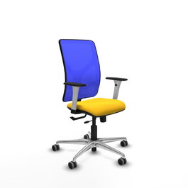 PIQUERAS Y CRESPO Silla de oficina Motilla con mecanismo Sincro/Traslack, Amarillo y Azul