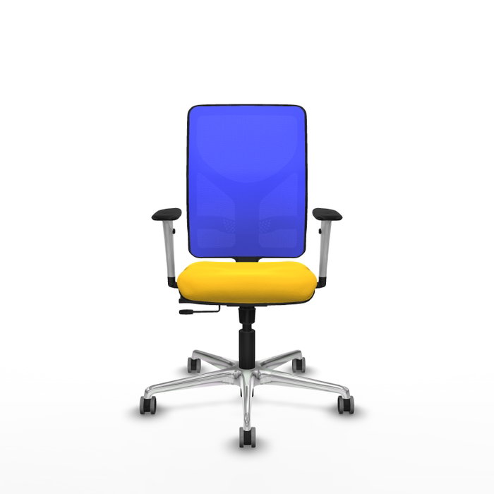 PIQUERAS Y CRESPO Silla de oficina Motilla con mecanismo Sincro/Traslack, Amarillo y Azul
