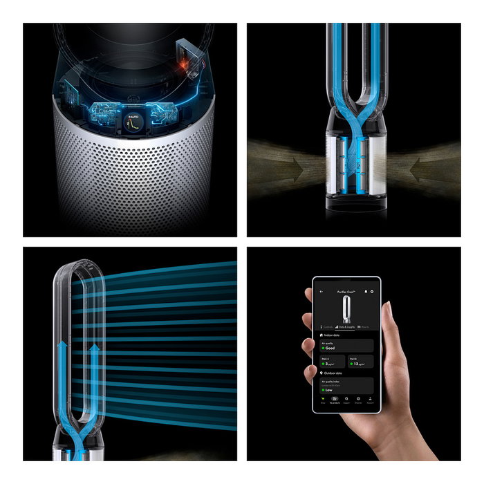 Dyson Purifier Cool PC1 (TP11) Purificador de Aire Ventilador, Blanco, 61,4 dB, 27 m²