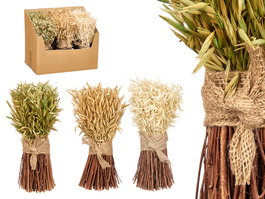 Giftdecor Ramillete Cinta Rafia Cebada 3 Colores Surtido 15x17x27 cm (Set de 6)