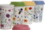 DKD Home Decor Mug Shabby Porcelana y Silicona Multicolor 400 ml Pack 4 Unidades 10 x 14 x 10 cm