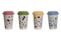 DKD Home Decor Taza de Porcelana Floral Multicolor, Pack de 4