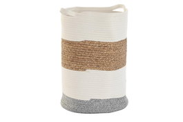 DKD Home Decor Cesta de Fibra y Algodón Blanco