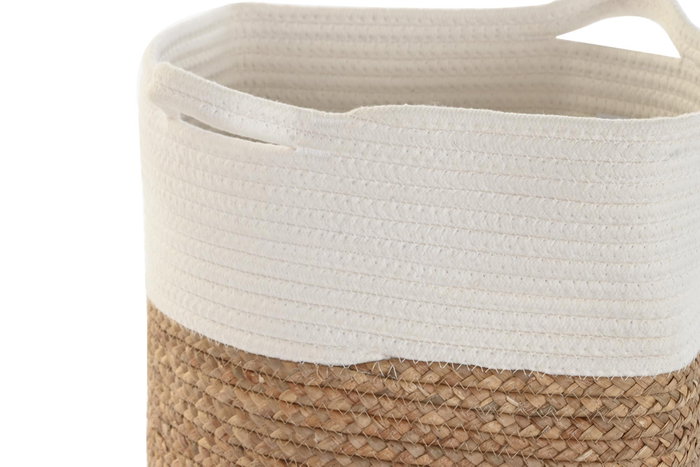 DKD Home Decor Cesta de Fibra y Algodón Blanco