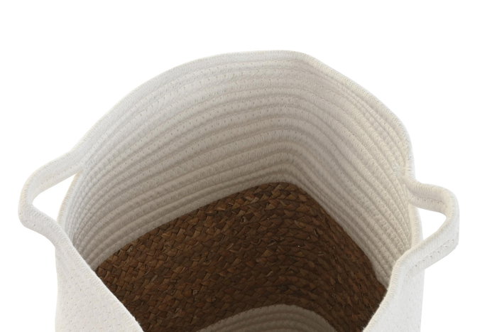 DKD Home Decor Cesta de Fibra y Algodón Blanco