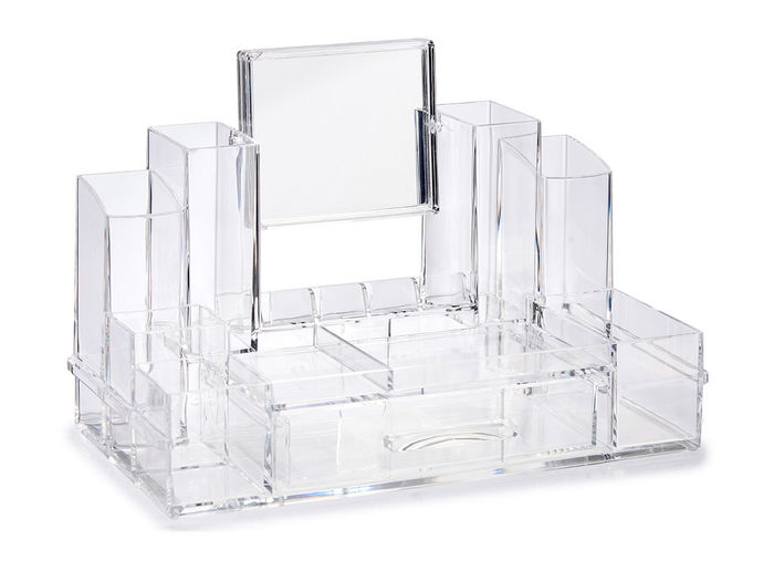 Berilo Organizador Alto Cajón 14 Huecos con Espejo Transparente 30x19x15.5 cm (Set de 6)