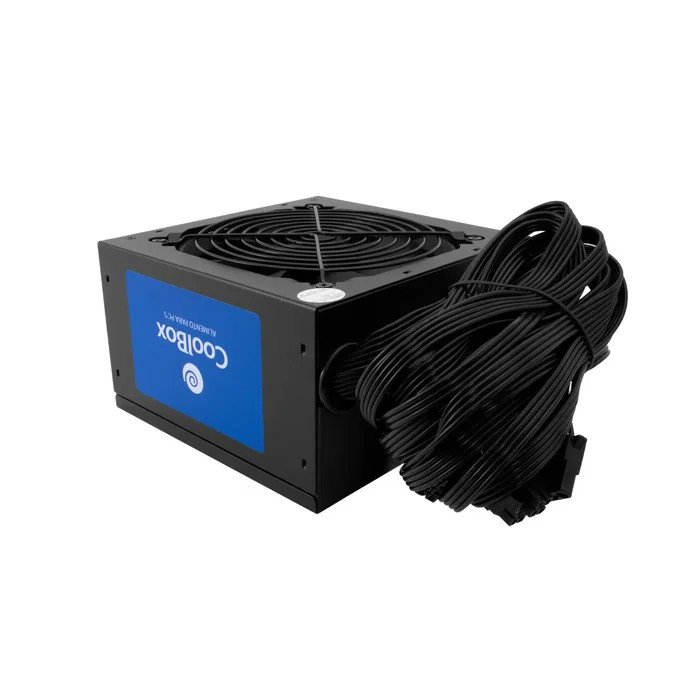 CoolBox COO-FAPW2-750 Fuente de Alimentación ATX 750W PowerLine2, Conforme Intel ATX12V v2.31, 85% Eficiencia, Ventilador 120mm Silencioso, PFC Activo, Cables Planos, Negro
