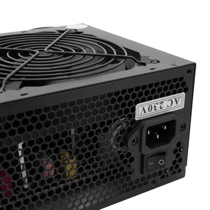 CoolBox COO-FAPW2-750 Fuente de Alimentación ATX 750W PowerLine2, Conforme Intel ATX12V v2.31, 85% Eficiencia, Ventilador 120mm Silencioso, PFC Activo, Cables Planos, Negro