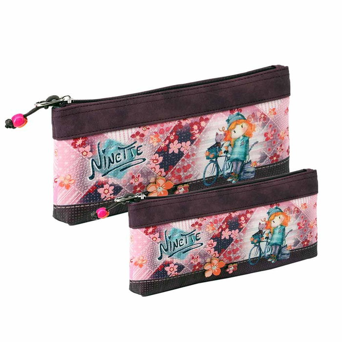Forever Ninette Set de Dos Neceseres Bicycle Burdeos 15 x 26 x 4 cm y 12 x 23,5 x 3 cm