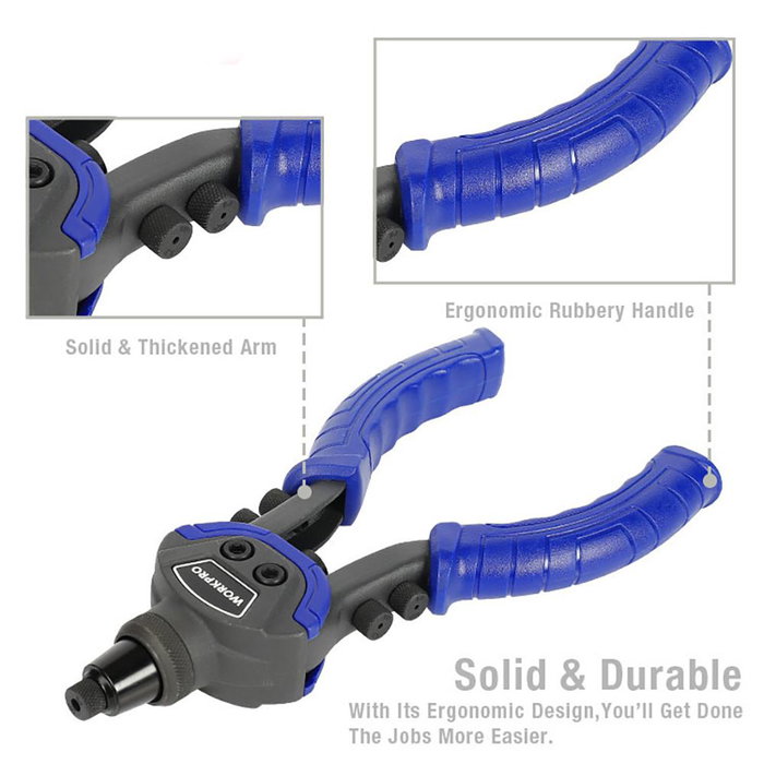 Workpro Remachadora Manual 250 mm (10") con Mango Ergonómico Antideslizante Workpro Remachadora Manual 250 mm (10") con Mango Ergonómico Antideslizante