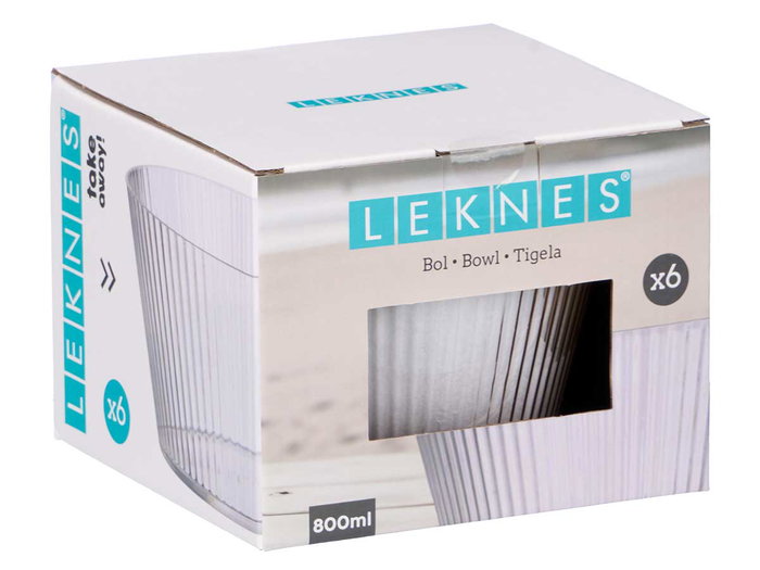 Leknes Bol Rayas Transparente Pequeño 800 ml 15 x 7.2 x 15 cm Plástico (Set de 24)