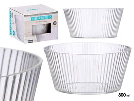 Leknes Bol Rayas Transparente Pequeño 800 ml 15 x 7.2 x 15 cm Plástico (Set de 24)