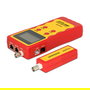 DeLOCK 86108 - Comprobador de Cable LCD para RJ45, RJ12, BNC y USB con Pantalla LED, Color Rojo/Amarillo