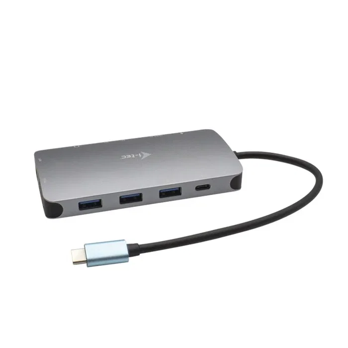 i-tec Base USB-C C31NANOVGA100 con HDMI, VGA, LAN, 3xUSB 3.0, Lector SD, Audio y Cargador 100W - Compatible 4K, Aluminio Gris