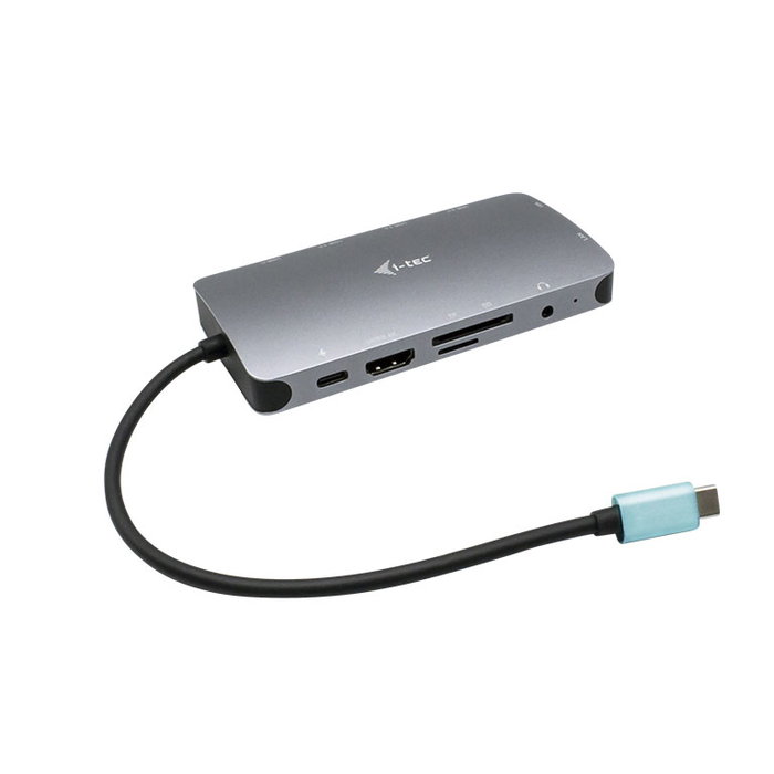I-tec USB-C Metal Dock: 1x HDMI, 1x VGA, 1x SD/MicroSD, 1x GLAN, 1x Audio Mic, 3x USB 3.1, 1x USB-C Data, 1x USB-C PD + Cargador 10W
