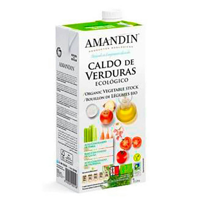 AMANDIN Caldo de Verduras 1 Litro Ecológico Sin Gluten AMANDIN Caldo de Verduras 1 Litro Ecológico Sin Gluten