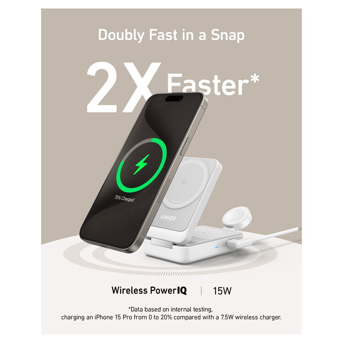 Anker MagGo Wireless Charger 15W 3-en-1 Estación de Carga Inalámbrica Anker MagGo Wireless Charger 15W 3-en-1 Estación de Carga Inalámbrica