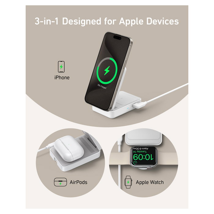 Anker MagGo Wireless Charger 15W 3-en-1 Estación de Carga Inalámbrica Anker MagGo Wireless Charger 15W 3-en-1 Estación de Carga Inalámbrica
