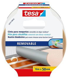 Cinta Adhesiva Doble Cara Tesa Moquetas Rollo 10M X 50Mm Removible (Set de 6)