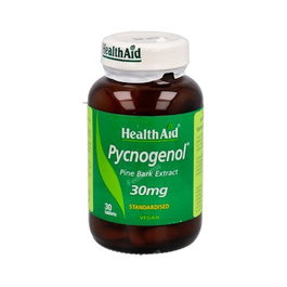 Health Aid Pycnogenol 30Mg 30 Comprimidos - Complemento Alimenticio de Extracto de Corteza de Pino Marítimo Francés, Apto para Vegetarianos y Veganos