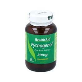 Health Aid Pycnogenol 30Mg 30 Comprimidos - Complemento Alimenticio de Extracto de Corteza de Pino Marítimo Francés, Apto para Vegetarianos y Veganos
