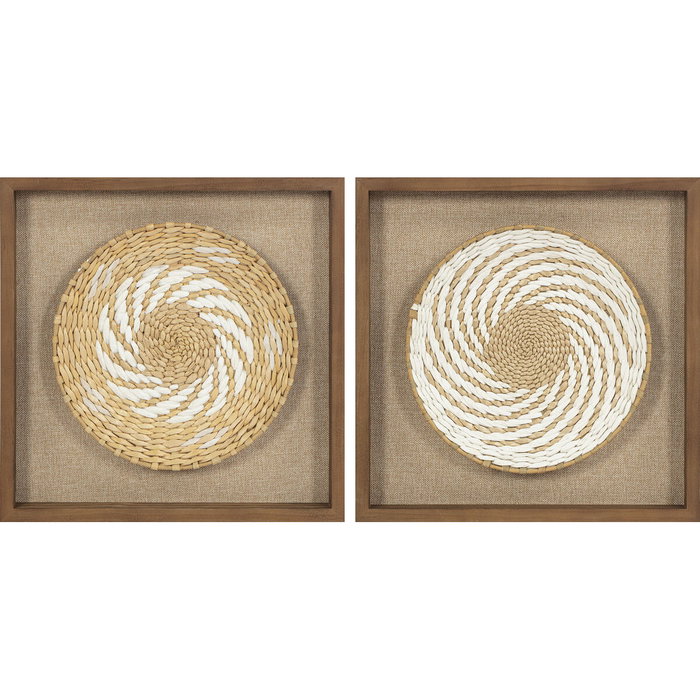DKD Home Decor Cuadro Yute y Pino 35x3,6x35 con Acabado 3D Surtido de 2 Unidades DKD Home Decor Cuadro Yute y Pino 35x3,6x35 con Acabado 3D Surtido de 2 Unidades