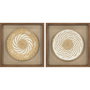 DKD Home Decor Cuadro Yute y Pino 35x3,6x35 con Acabado 3D Surtido de 2 Unidades