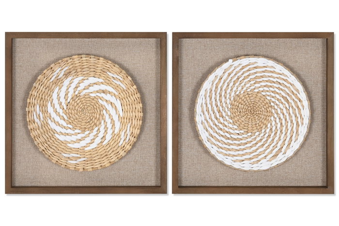 DKD Home Decor Cuadro Yute y Pino 35x3,6x35 con Acabado 3D Surtido de 2 Unidades DKD Home Decor Cuadro Yute y Pino 35x3,6x35 con Acabado 3D Surtido de 2 Unidades