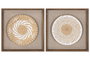 DKD Home Decor Cuadro Yute y Pino 35x3,6x35 con Acabado 3D Surtido de 2 Unidades