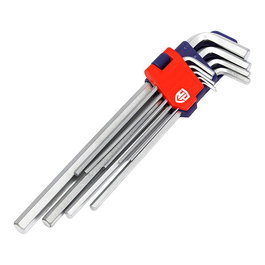 Workpro Llaves Allen de Brazo Largo, Juego de 9 Piezas Métrico con Soporte (1.5, 2, 2.5, 3, 4, 5, 6, 8, 10 mm), Acero Cromo-Vanadio