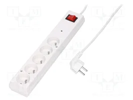 JONEX Regleta de alimentación de 5 tomas, 1,5m, Blanco