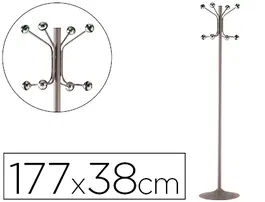 Sie Perchero Metálico de Pie con 8 Colgadores, Gris, 177x38 cm