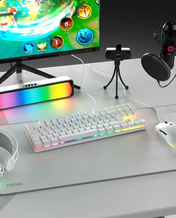Krom Klass Pack Gaming 4 en 1 RGB Blanco (Teclado, Ratón, Auriculares y Alfombrilla)