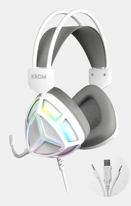 Krom Klass Pack Gaming 4 en 1 RGB Blanco (Teclado, Ratón, Auriculares y Alfombrilla)