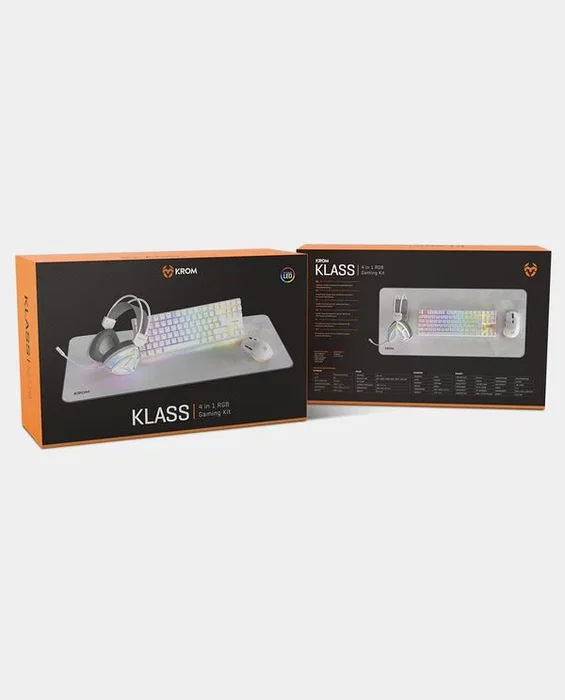 Krom Klass Pack Gaming 4 en 1 RGB Blanco (Teclado, Ratón, Auriculares y Alfombrilla)